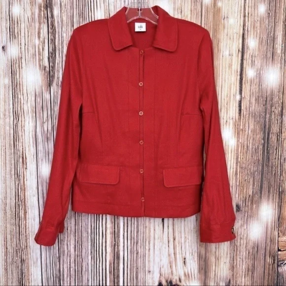 CAbi Red Valentine Linen Blend Blazer Jacket Size Medium - Picture 2 of 12